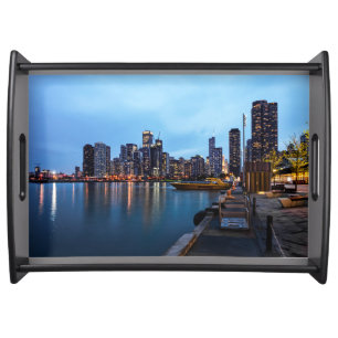 Night At Navy Pier Serving Tray