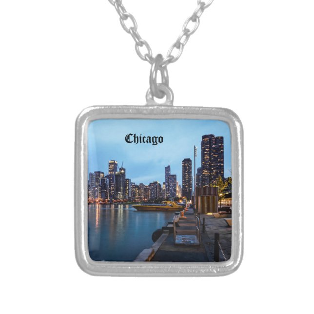 Night At Navy Pier Silver Plated Necklace (Front)