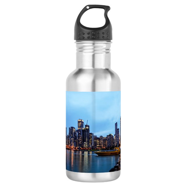 Night At Navy Pier Stainless Steel Water Bottle (Front)
