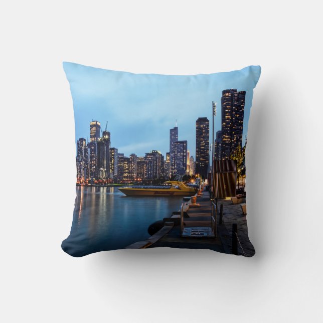 Night At Navy Pier Throw Pillow (Front)