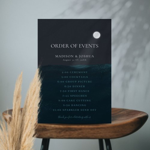 Night at Sea Order of Events Wedding Timeline Sign