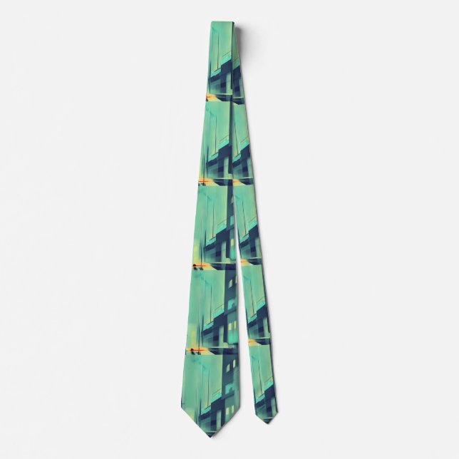 Night azure street neck tie (Front)