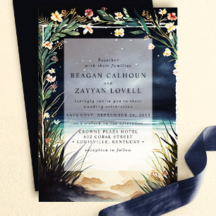 Night Beach Scene Wedding Invitation