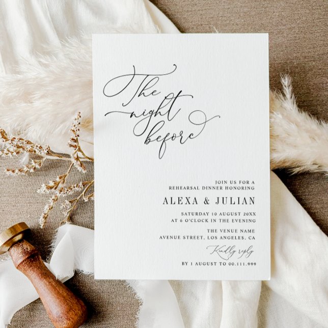 night before black and white rehearsal dinner invitation (Creator Uploaded)