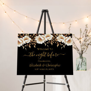 Night Before Black Gold Floral Rehearsal Dinner Foam Board
