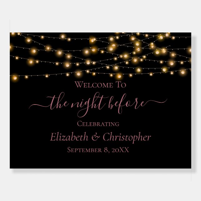 Night Before Black Gold Lights Rehearsal Dinner  Foam Board (Front)