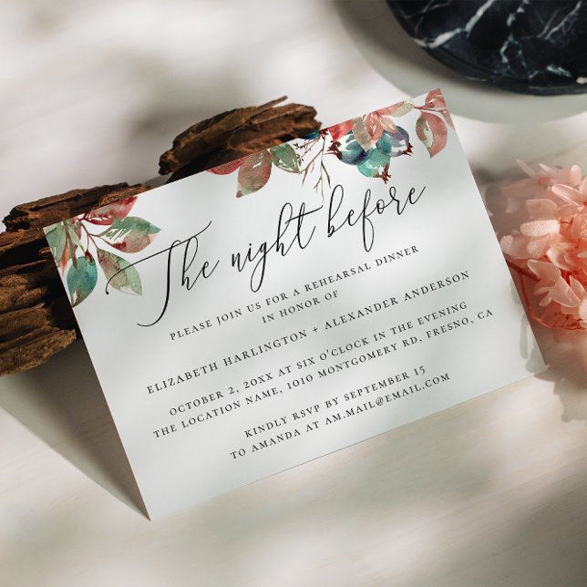 Night before. Blueberry floral rehearsal dinner Invitation (Creator Uploaded)