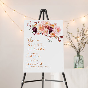 Night before boho fall floral wedding sign