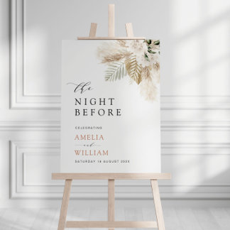Night before boho pampas greenery wedding sign