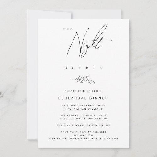 Night Before Branch Rehearsal Dinner Invitation