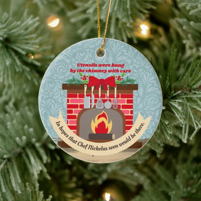 Night before Christmas Chef Nicholas foodie Ceramic Ornament (Tree)