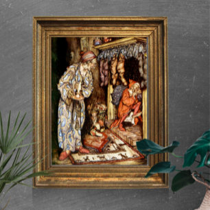 Night Before Christmas Children in Bed Rackham Poster