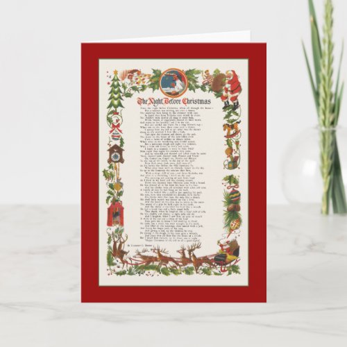Night Before Christmas Decorated Poem Holiday Card