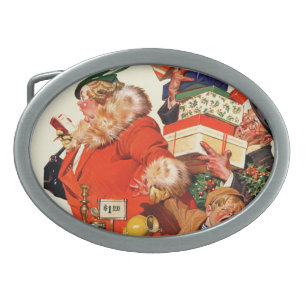 Night before Christmas Oval Belt Buckle