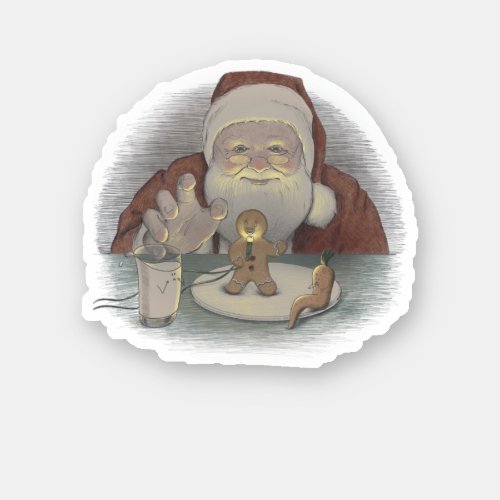 Night Before Christmas Santa  Gingerbread Man Sticker