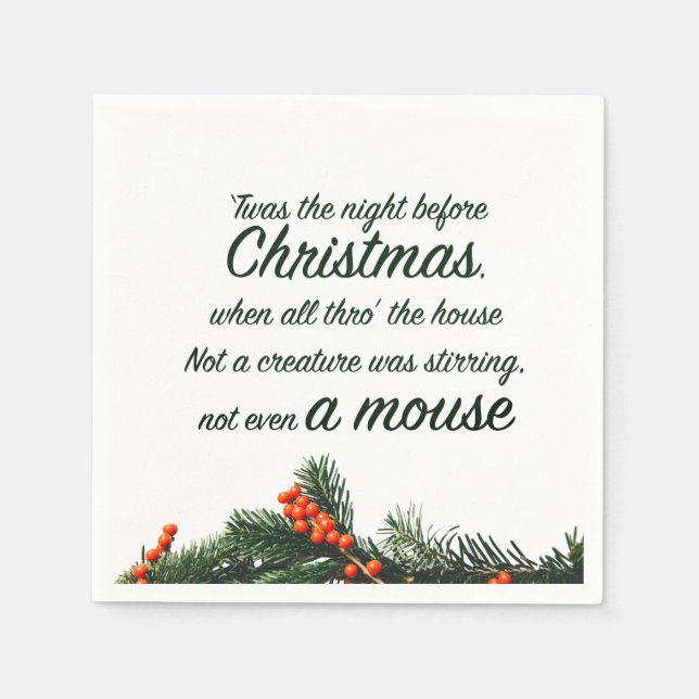 Night Before Christmas Script  Napkins (Front)
