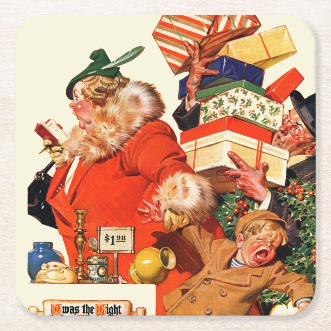 Night before Christmas Square Paper Coaster (Front)