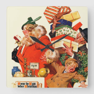 Night before Christmas Square Wall Clock