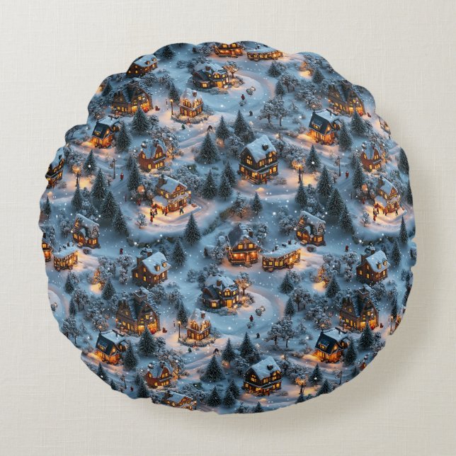 Night Before Christmas - Twilight Serenity  Round Pillow (Front)
