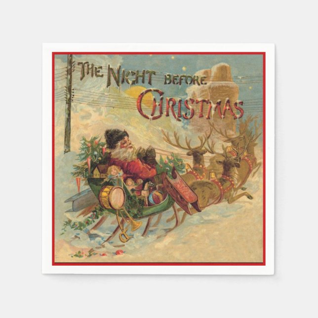 Night Before Christmas Vintage Santa Napkins (Front)