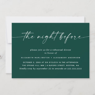 Night Before   Deep Teal Green Rehearsal Dinner Invitation