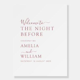 Night before dusty rose text wedding sign