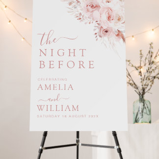 Night before dusty rose wedding sign