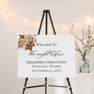 Night Before Floral Rehearsal Dinner Welcome Sign