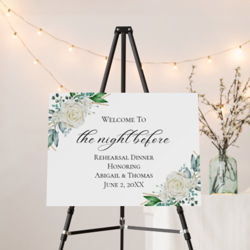 Night Before Floral Rehearsal Dinner Welcome Sign