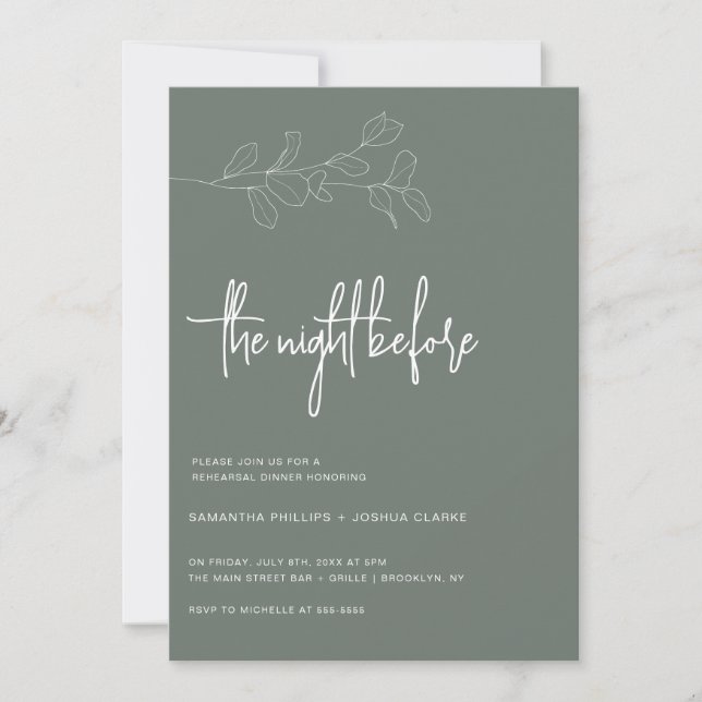 Night Before Foliage Rehearsal Dinner Invitation (Front)