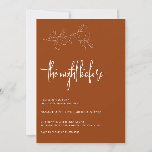 Night Before Foliage Rehearsal Dinner Invitation