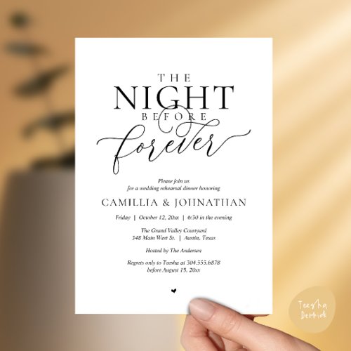 “Night Before Forever” Romantic Rehearsal Dinner Invitation