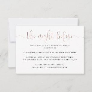Night before. Gold simple rehearsal dinner Invitation