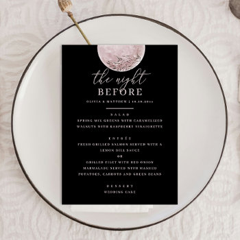 Night Before. Mystical Moon Black Rehearsal Dinner Menu by RemioniArt at Zazzle