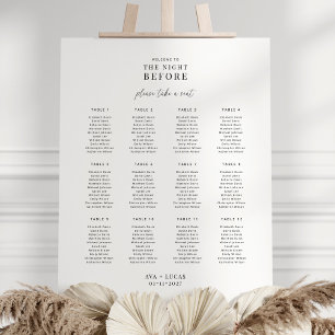 Night Before Rehearsal Dinner Table Seating Chart Foam Board