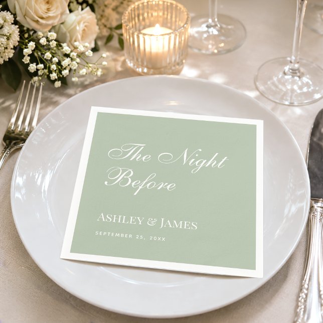 Night Before Sage Green Simple Rehearsal Dinner  Napkins (Creator Uploaded)