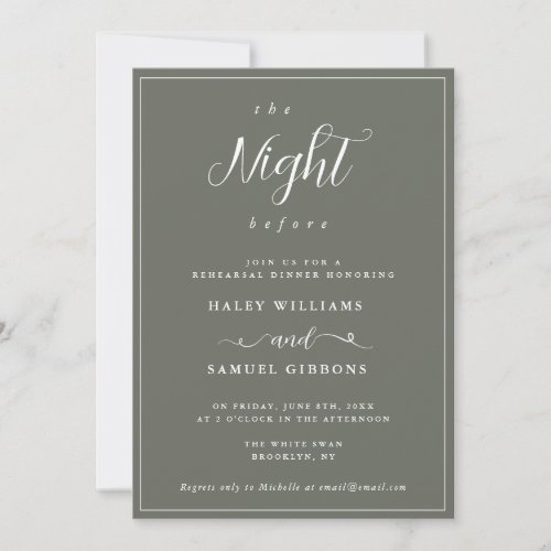 Night Before Sage Rehearsal Dinner Invitation