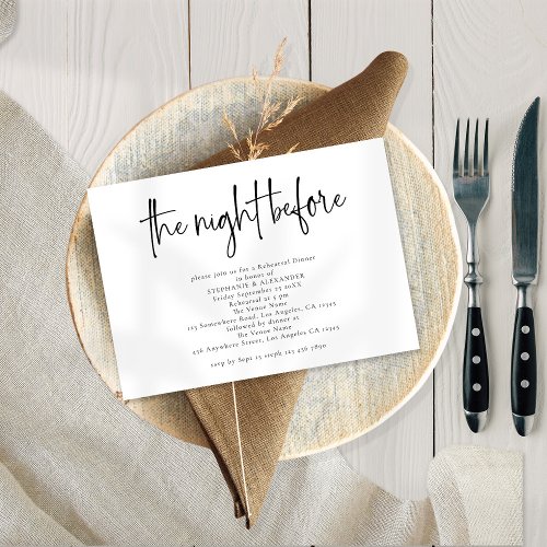 Night Before Script Any Color Rehearsal Dinner  Invitation