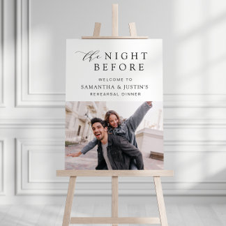 Night before simple photo wedding sign