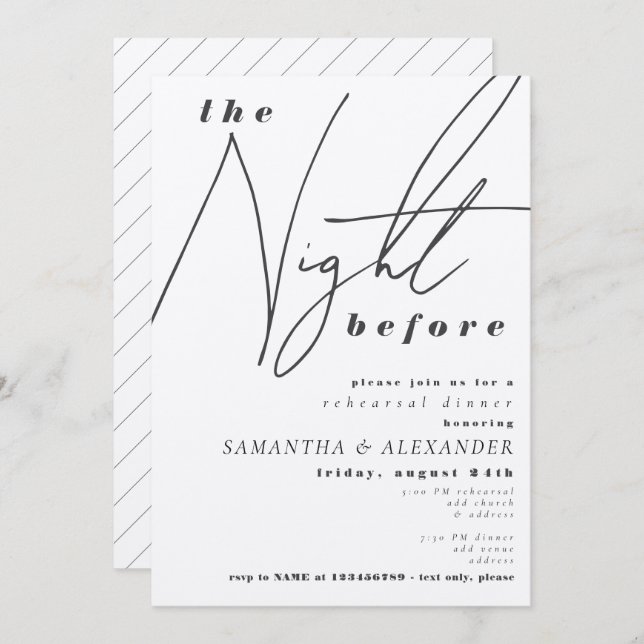 Night Before Typography Wedding Rehearsal Dinner Invitation (Front/Back)