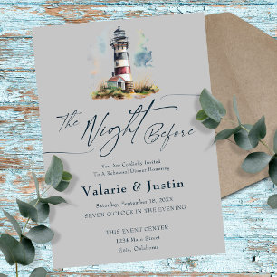 Night Before Wedding Rehearsal Dinner Lighthouse Invitation