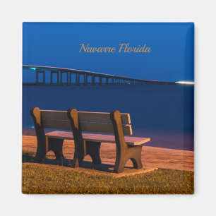 Night Bench Invitation To Sit Square Magnet