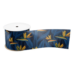 Night bird of paradise garden 2 satin ribbon