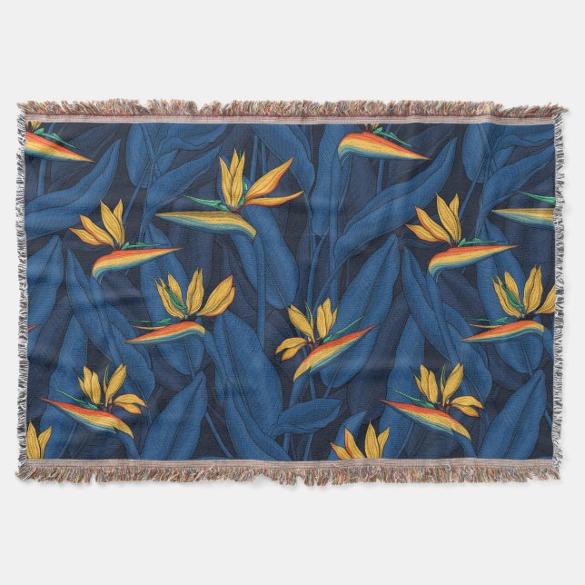 Night bird of paradise garden 2 throw blanket (Front)