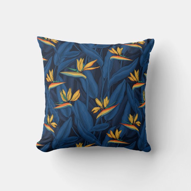 Night bird of paradise garden 2 throw pillow (Front)