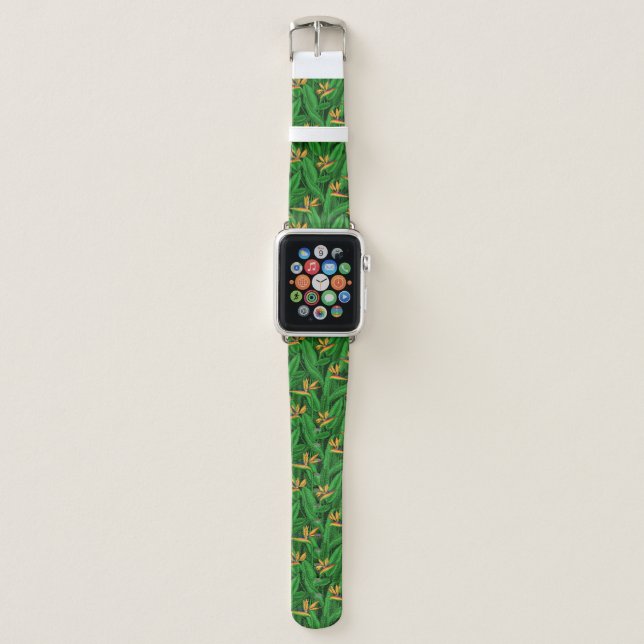 Night bird of paradise garden apple watch band (Front)
