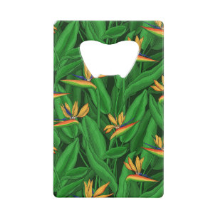 Night bird of paradise garden credit card bottle opener