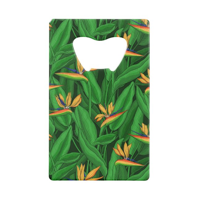 Night bird of paradise garden credit card bottle opener (Front)