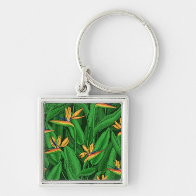 Night bird of paradise garden keychain (Front)