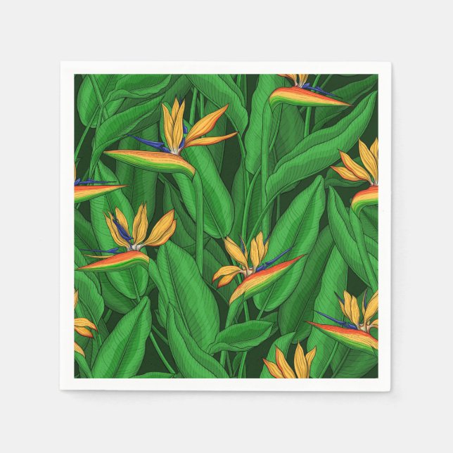 Night bird of paradise garden napkins (Front)
